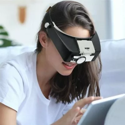 £7.31 • Buy Jewelers Head Headband Magnifier LED Illuminated Visor Magnifying Glasses 