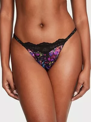 VERY SEXY Smooth & Lace Shine Strap Thong Panty Moody Floral S • $13