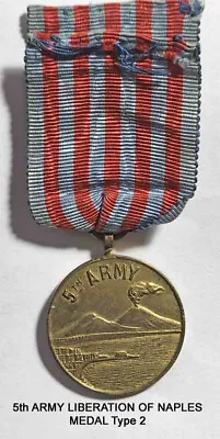 JR040-5th Army Commemorative Medal Naples Italy 1943 Type 2 • $25