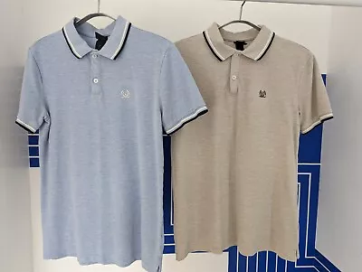 Lot 2 H&M Blue/ Beige Short Sleeve Cotton Blended Polo Shirts S • $6.50