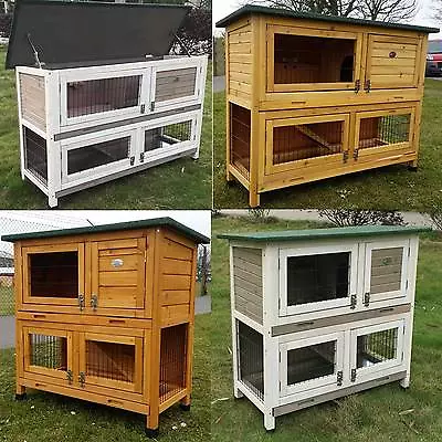 Large Rabbit Hutch Guinea Pig Hutches Run Large 2 Tier Double Decker Cage • £99.97