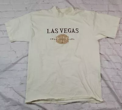 Vtg. H.L. Miller Gold Las Vegas Embroidered Single Stitch Ivory Shirt Size Large • $18.40