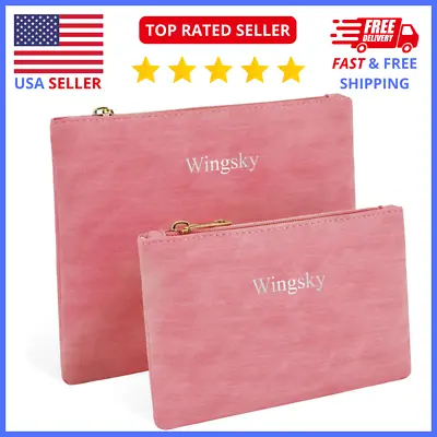 2-Pack Stylish Portable Travel Cosmetic Pouches - Makeup Bag Set For Purse PINK • $9.55