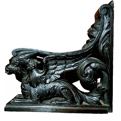 Griffin Greenman Carving Corbel Bracket - Antique French Architectural Salvage • $990