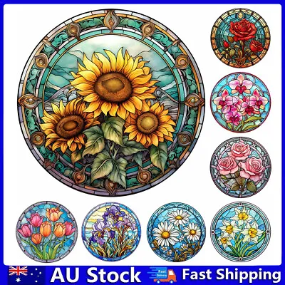 $11.99 • Buy Round 5D DIY Full Drill Diamond Painting Art Stained Glass Flower Embroidery Kit