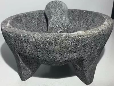 Mexican 9 Inch Mortar & Pestle Piedra Negra Black Stone Genuine Molcajete • $49.87