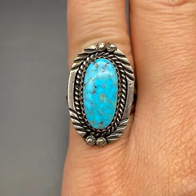 Vintage Navajo Turquoise Silver Ring Size 6.25 • $195
