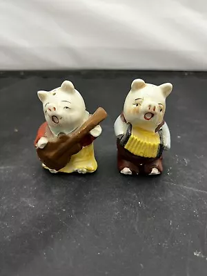 Vintage Anthropomorphic Pig Salt And Pepper Shakers Guitar Accordion Japan • $10