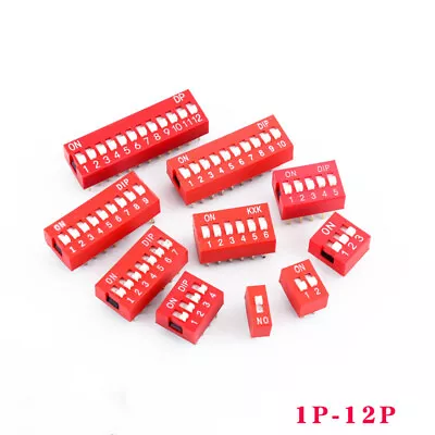 DIP DIL Switch PCB 1 2 3 4 5 6 8 10 12 Way 2.54mm Red Toggle Switches • $14.50
