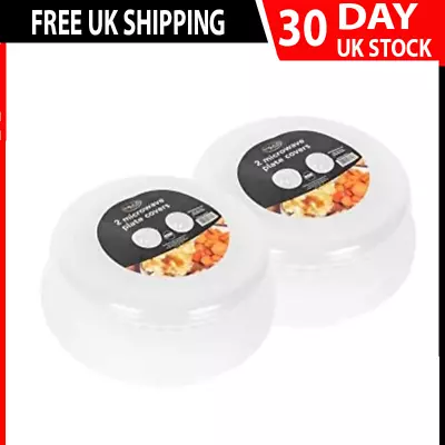 2 Pack Microwave Food Plate Dish Cover Kitchen Cooking Vented Handle Clear Lid • £10.50