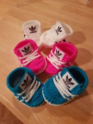 £5.99 • Buy Handmade Crochet Baby Shoes For Baby Boys And Girls 0-3 Months 