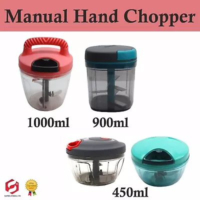 Food Chopper Manual Pull Cord Pulling Vegetable Slicer Hand Blender Kitchen Tool • £6.99