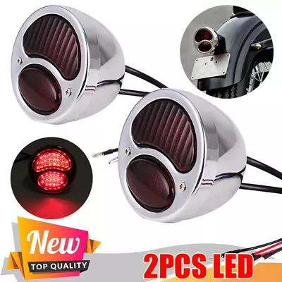 2 A Stainless Steel Tail Lights Brake Lamps Pair Rat Rod Truck For Ford Model US • $82.03