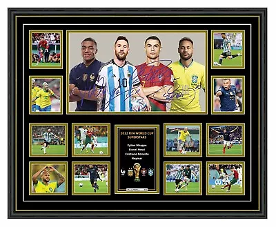$119.99 • Buy Cristiano Ronaldo Lionel Messi Neymar Kylian Mbappe World Cup Framed Memorabilia