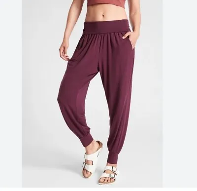 Athleta Burgundy Soft Yoga Studio Jogger Pants Small • $14.99