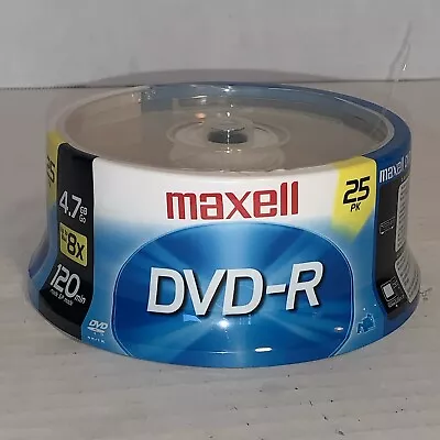 BRAND NEW Maxell DVD-R 4.7 GB 25 Pack 8 X 120 Minute Spindle Factory Sealed NIP • $16