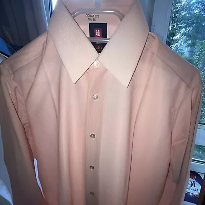 Mens Vintage Rare Shirt Bri Nylon Peach Selfstriped SlightlySheerSexy 15” BNWOT • £19.99