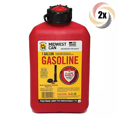 2x Cans Midwest Flame Shield 1210 Safe Gasoline Can | Spout Included | 1 Gallon • $34.63