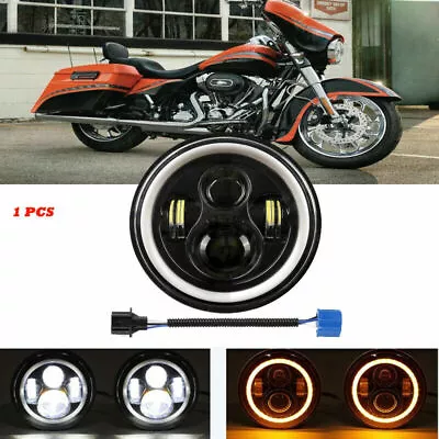 For Yamaha Road Star V Star Vmax 1200 7 Inch LED Headlight Angel Eyes DRL Light • $42.99