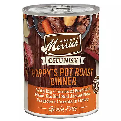 12 Pack Merrick Chunky Grain Free Premium Wholesome Canned Dog Food 12.7 Oz Cans • $116.25