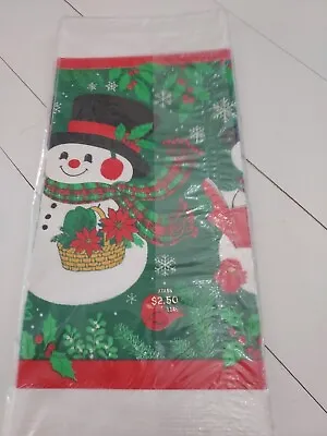 NEW Vintage Hallmark SNOWMEN & HOLLY 60  X 102  Paper Tablecloth Table Cover • $16.99