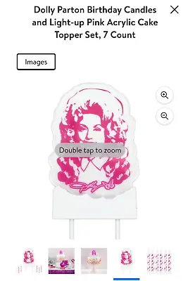 New ~ Dolly Parton Light Up Acrylic Cake Topper With Candles Pink White • $33.33