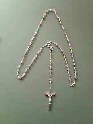 Glass + Metal Crucifix Rosary #95 • £1.95
