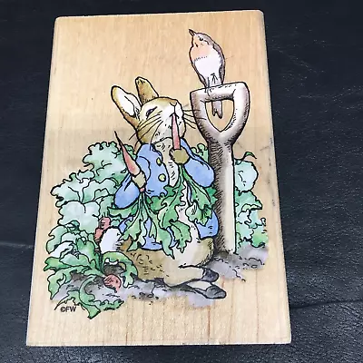 Beatrix Potter Peter Rabbit With Radishes Stampendous Wooden Rubber Stamp Easter • $19.85