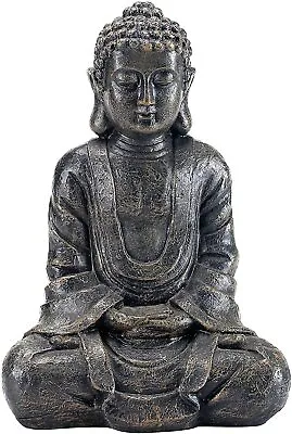 MyGift 12 Inch Meditating Seated Buddha Statue Figurine With Rustic Gray Finish • $32.99