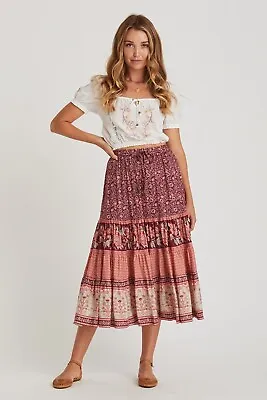 $89.99 • Buy Arnhem Clothing - Fleetwood Elastic Skirt In Pomegranate - Sz AU 6