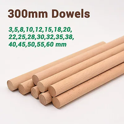 30cm Wooden Craft Sticks - Hardwood Dowels Poles  - 358101215 & 20mm Dia. • £231.65