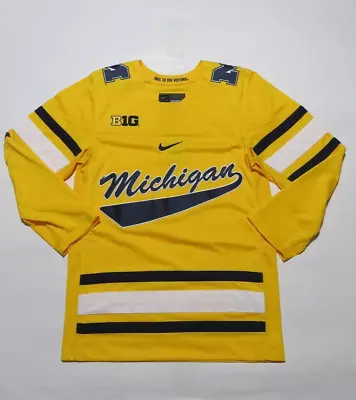 Nike Michigan Wolverine Hockey Replica Jersey Yellow Blue Mens Large • $110