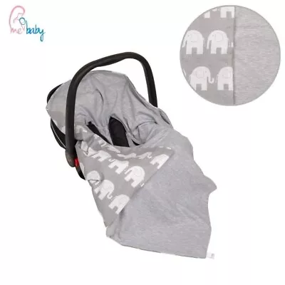 New Light 100% Cotton Double Sided Baby Wrap For Car Seat (grey Elephants) • £15