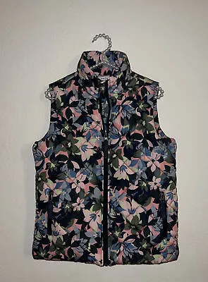 Vera Bradley Quilted Puffer Zip Up Vest Rosa Camo Floral Size S • $26