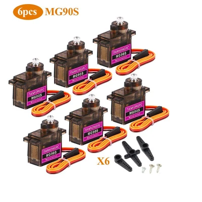 £19.79 • Buy 6× MG90S Mini Metal Geared Micro Servo Motor 9G For RC Helicopter Plane Boat Car