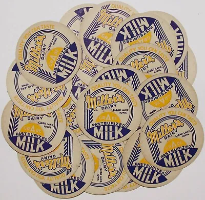 Vintage Milk Bottle Caps MILLERS DAIRY Clear Lake Iowa New Old Stock Lot Of 25 • $7.49