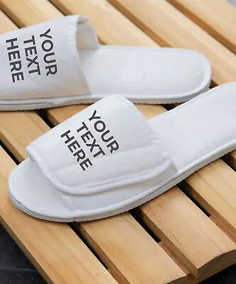 £9.85 • Buy Personalised Spa Slippers Open Toe Hook Loop Strap Any Name Message Wedding Gift