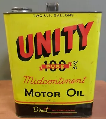 Vintage UNITY Midcontinent Motor Oil 2 Two Gallon Can DIRECT OIL Nashville TN • $79.99