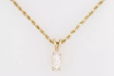 .43ct Marquise Cut Diamond Solitaire Pendant On 18  Necklace 14k Yellow Gold • $944.99