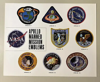 Vintage NASA 8X10 Color Photo Apollo Manned Mission Emblems Patches L@@K! • $10