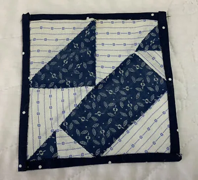 Vintage Antique Patchwork Mini Quilt Table Topper Early Calicos Navy • $4.50