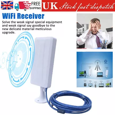 Outdoor Long Range USB 150Mbps Wireless Wifi Adapter Receiver Antenna 5m Cable • £28.86