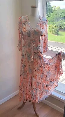 JAASE  Designer Fit & Flare Maxi  Dress Good  Cond Washable Size L  Fit 14-16 • $29