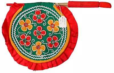 Hand Fan India Pankha Applique Embroidery Vintage Circa 1980s Orissa ~ • $67.82