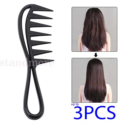 1-3x Shark Tooth Jumbo Wide Tooth Hair Extension Comb Detangler Hair Comb Brush • £2.39