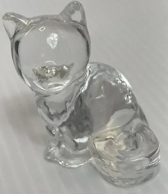 Mini Taper Candle Holder Biedermann Adorable Kitty Cat Clear Glass Figurine 2in • $8.99