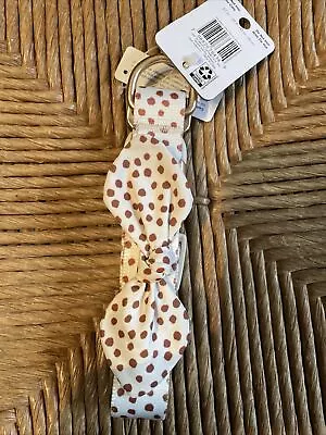 Cream & Cream Polka Dot Bow Tie Dog Collar Large ! Male Or Female • $10.95