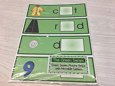 The Green Series - 48 Picture Strips With Movable Letters Montessori • $21.64