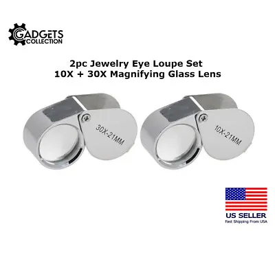 2-Pack 10X + 30X Jewelers Jewelry Eye Loupe Set Optical Magnifying Glass Lens  • $8.99