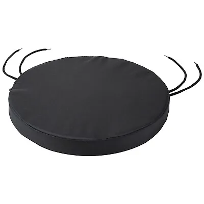 WATERPROOF Round Chair Cushion Seat Pads OUTDOOR Garden Bistro Circular BLACK • £14.99